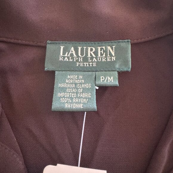 Lauren Ralph Lauren Women's Dark Choco Anglesey Top With Collar, Size P/M NWT - Picture 4 of 7